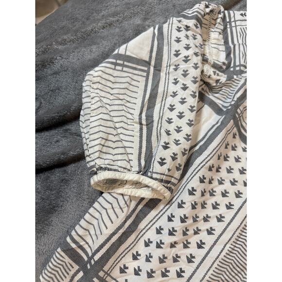 PrAna Elena Organic Cotton Geometric Plaid Aztec Tribal Blouse Top Size Medium - Picture 8 of 10